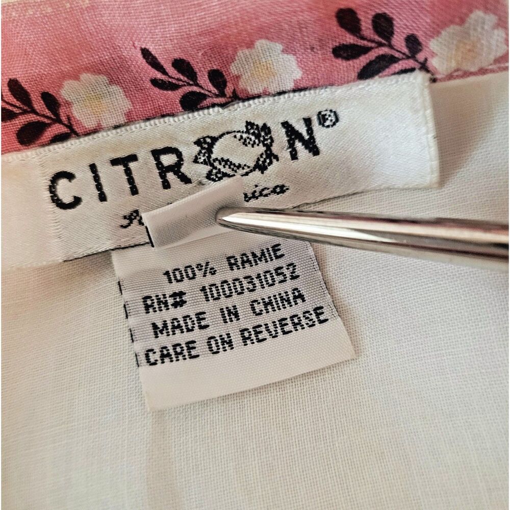 CITRON Butterfly Embroidered Tunic - SMALL - Unique Floral Buttertfly- Ramie Lin - Picture 11 of 16